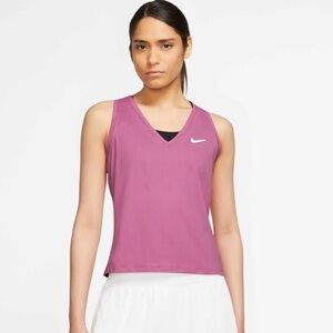 Nike Women's Dri-Fit Victory Tank in Cosmic Fuchsia/White